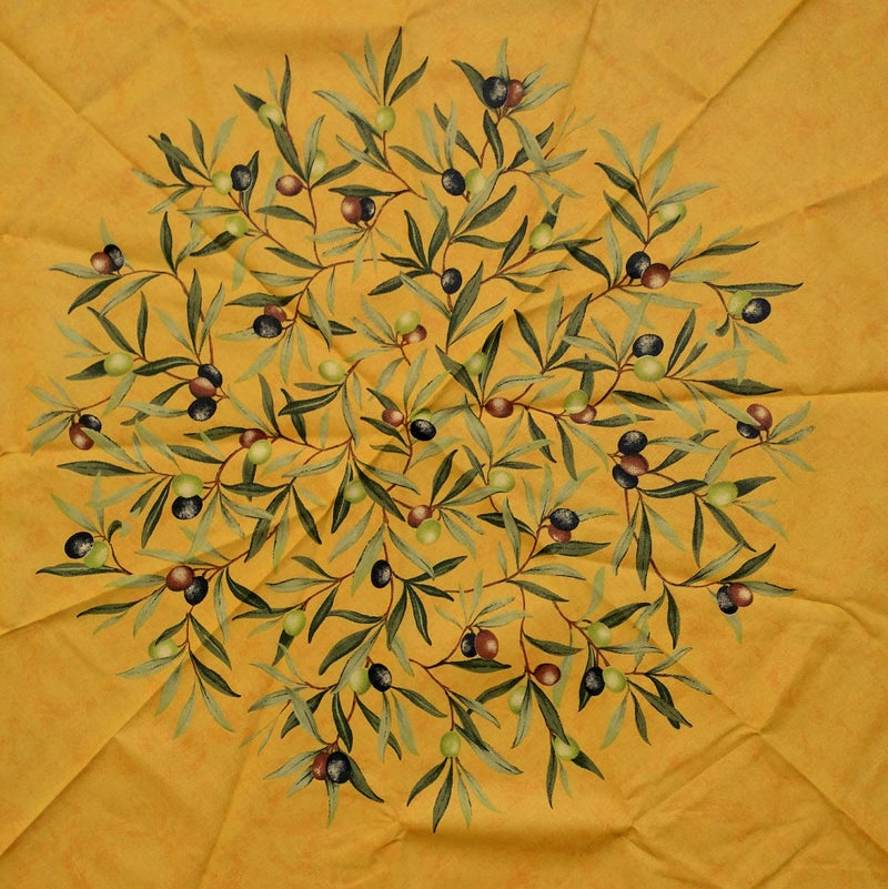 La Cigale Oliviere Wipeable Tablecloth Spill Resistant Acryllic Coated, Floral Cotton French Provencal Tablecloth for Round Tables, for Indoor and Outdoors, Yellow, 71-in Round - Image 3